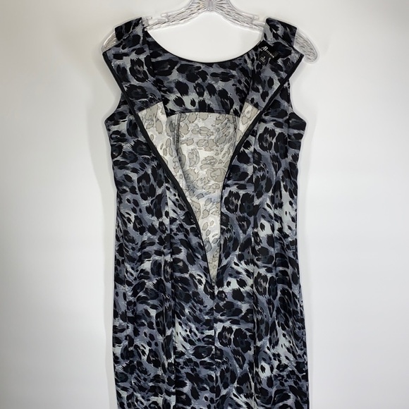 AB Studio Sleeveless Animal Print Black Gray Dress Size 8 - Picture 3 of 8